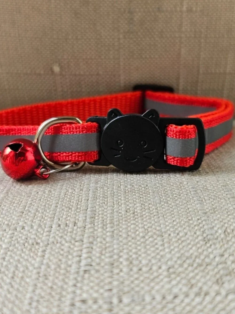 Red Collar for Cats Pet Collar w/ Bell Reflective Neck Collar for Cat Adjustable